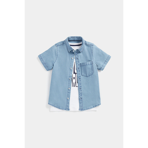 Denim shirt best sale white t shirt